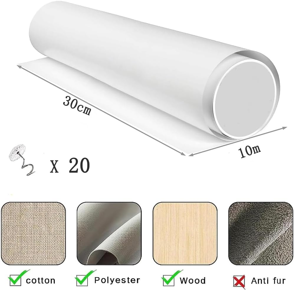 Scratch Protection Cat Tape 10 M X 30 Cm, Scratch Protection Sofa Cat Pad Dogs Scratch Protection for Doors anti Scratch Film for Cats for Furniture Couch Door Wall Scratch Repellent image number 6