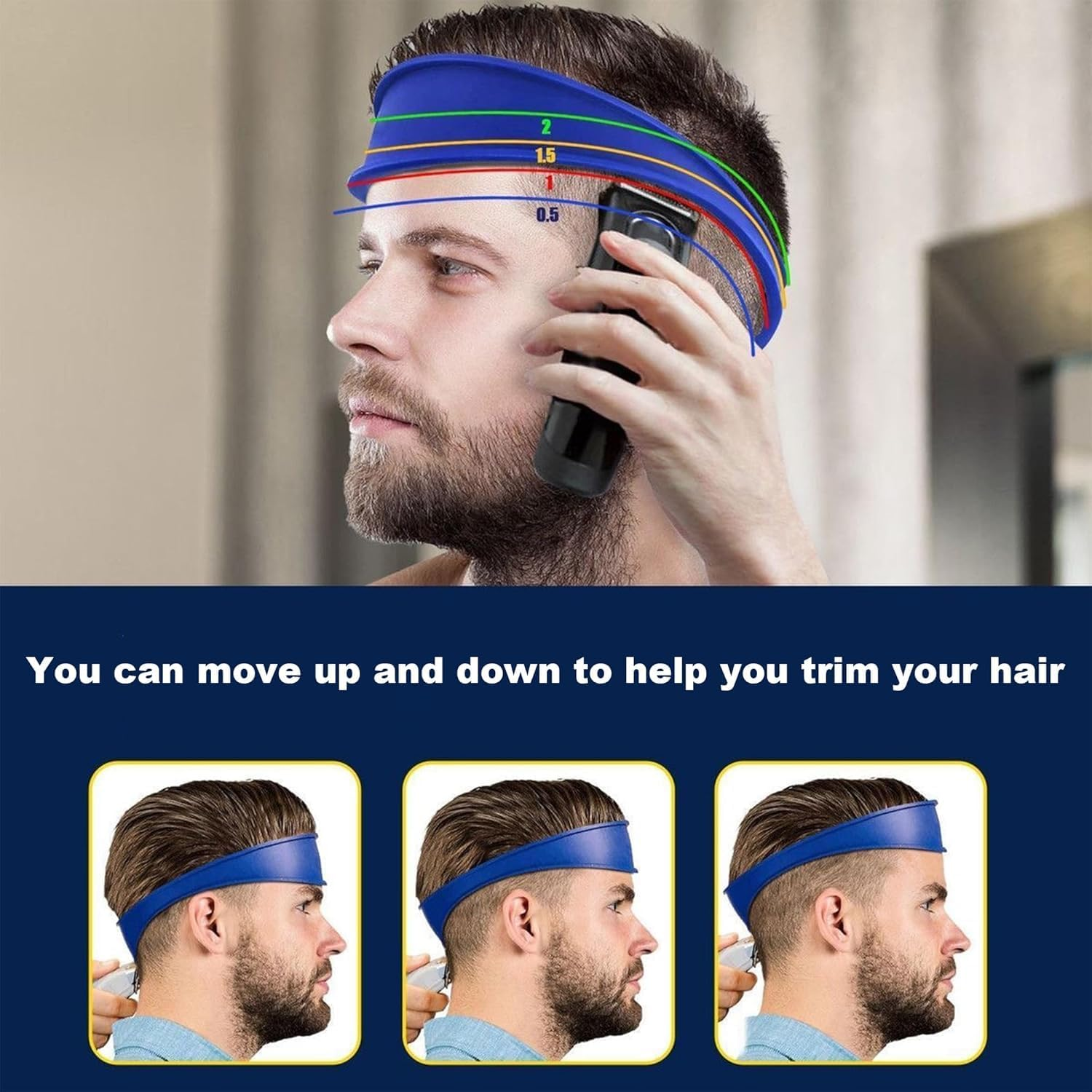 3Pcs Hair Trimming Fade Guide with Fade Comb,Barber Fade Comb Barber Combs with Fade Hair Trimming Guide,Fade Comb Barber Cutting Comb,Fade Comb Blend Comb with Hair Trimming Fade Guide for Men,Blue image number 2