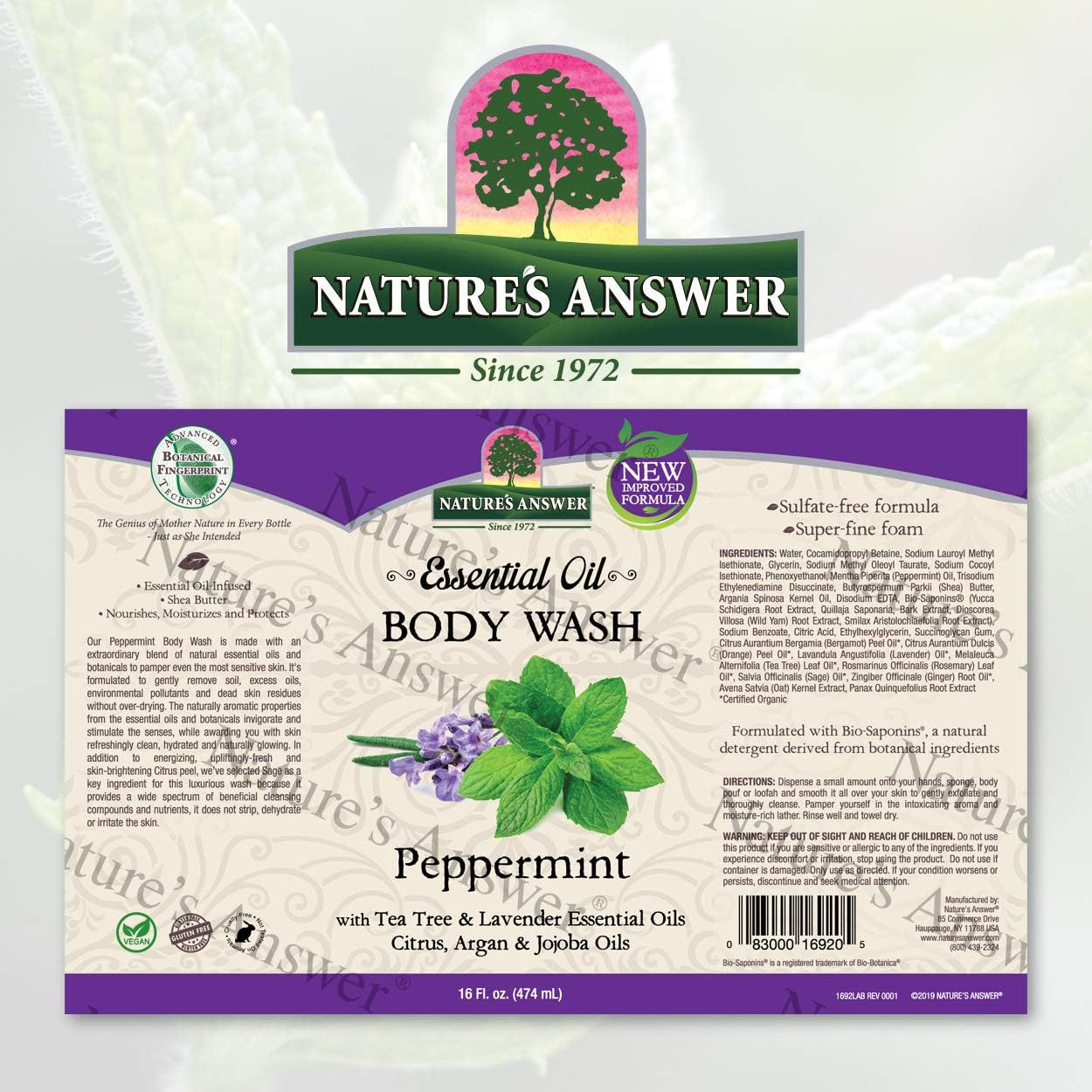 Nature'S Answer Essential Oil Body Wash, Peppermint 16 Oz image number 1