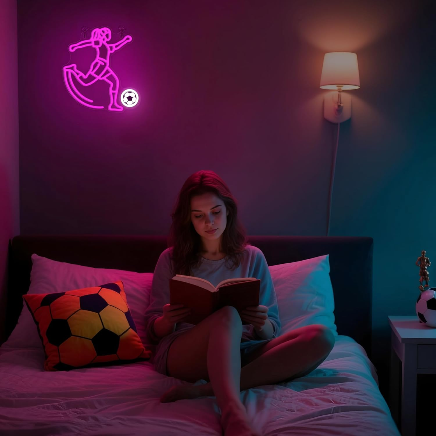 Okiyid Soccer Neon Sign for Girls - Dimmable Sport Wall Decor with USB Power,Unique Gifts for Soccer Girls Women, LED Neon Lights for Friends College Dorm Football Fans Accessories image number 5