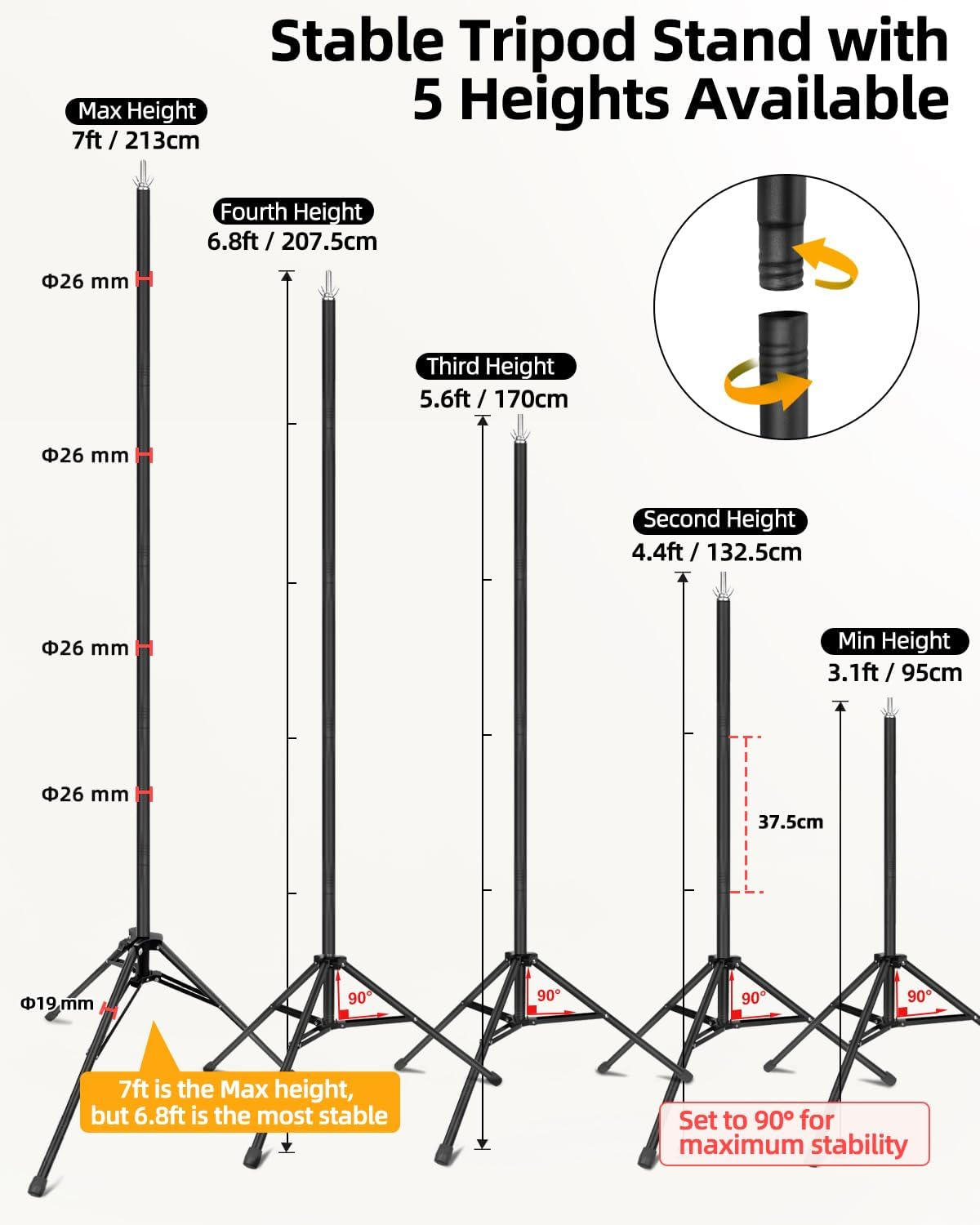 Hemmotop Photo Backdrop Stand, 10X7Ft (Wxh) Background Stand for Photoshoot, Backdrops Support Kit with Carry Bag for Parties, Photography, Projector Screen, Wedding, Decoration, Balloons image number 2