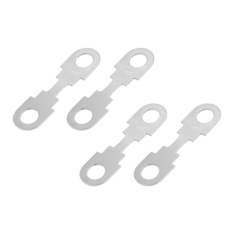 4 Pcs 50A Flat Fuse Strips, Silver Tone Zinc Alloy Accessories Replacement for Car Motorcycle DC 12V-32V Circuit image number 1
