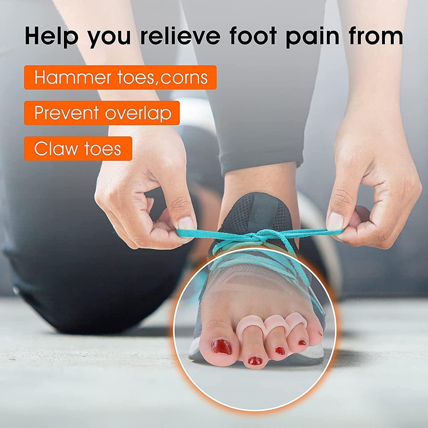 6 Pieces Hammer Toe Cushion - Hammer Toe Gel Pads Corrector & Straightener for Curled, Curved, Claw & Mallet Toe Relief - Right & Left Gel Support Crest Cushion (3 Hole Beige) image number 2