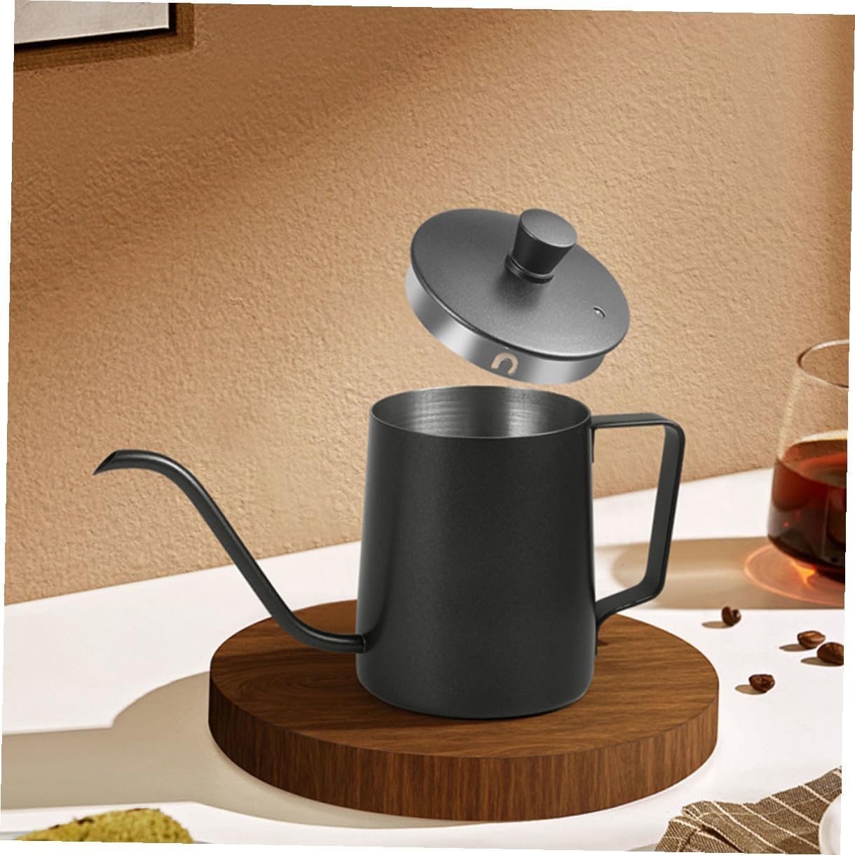 TEHAUX Stainless Steel Coffee Pot Lid, Mini Drip Kettle, Black 304 Water Kettle for Household Tea Brewing and Coffee Serving, Single Piece image number 4