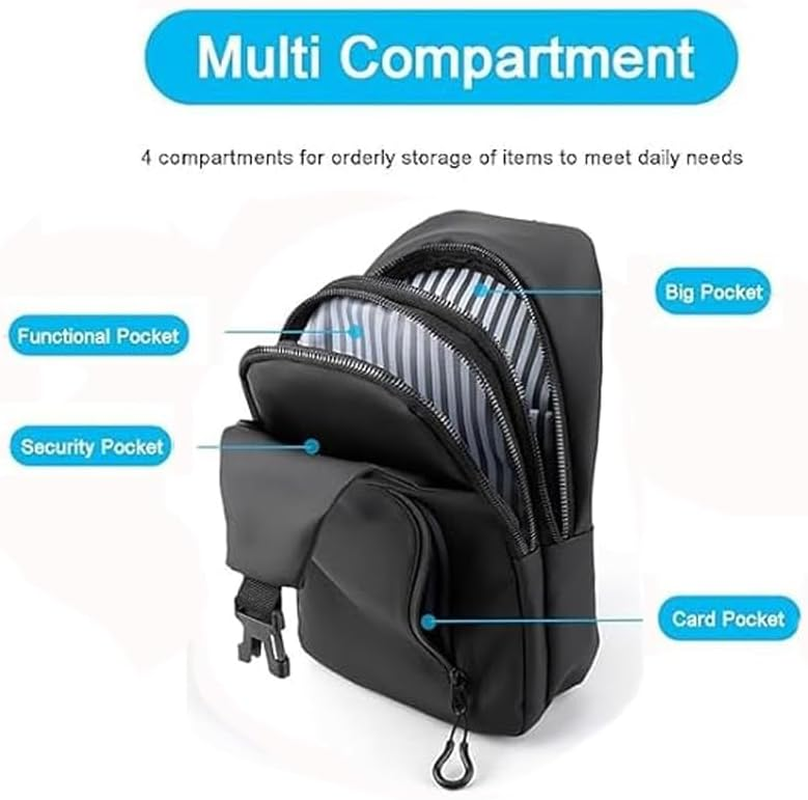 Men'S Sling Bag Anti-Theft Crossbody Shoulder Bag with Charging Ports Waterproof Sling Backpack for Men Travel Hiking Chest Bag Daypack image number 6