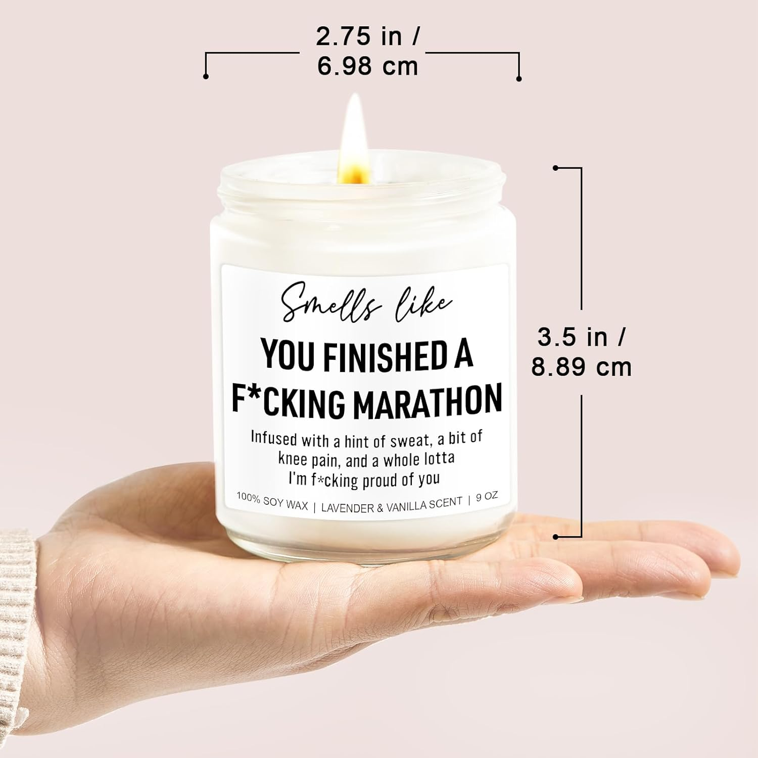 Funny Scented Candle, Gifts for Runners Female, Male, Half Marathon Essentials - Christmas, Marathon Runner Gifts for Women, Men - Running Presents - 9 Oz - Black image number 3