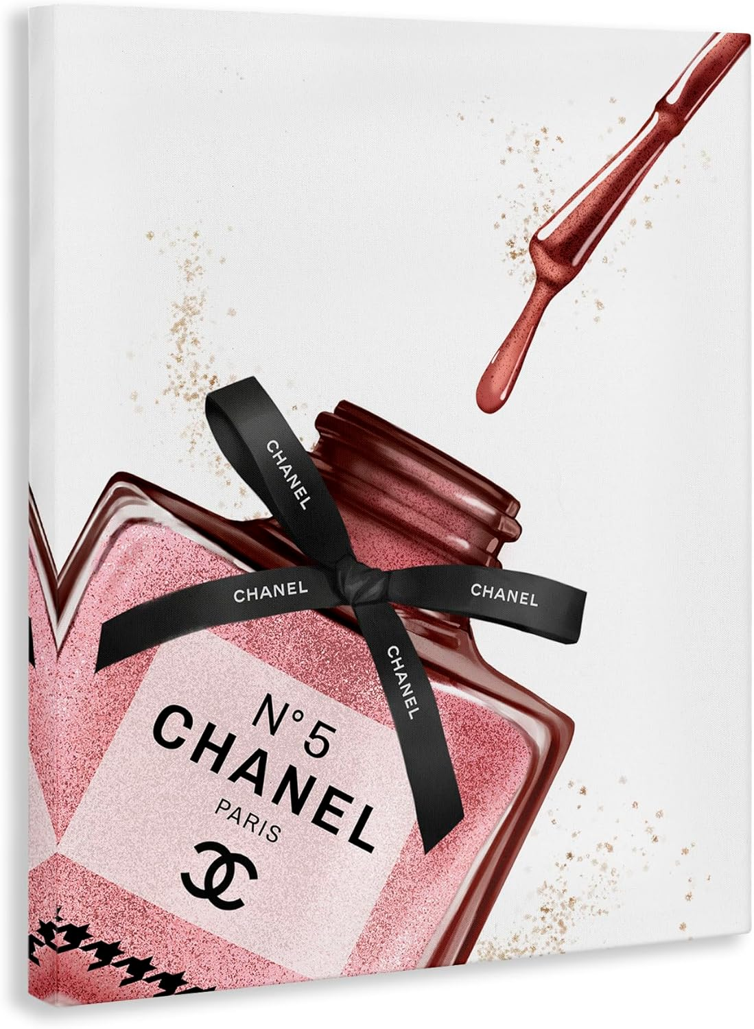 Stupell Industries Makeup Nail Polish Brush Drip Pink Fashion Design Canvas Wall Art, Multi-Color