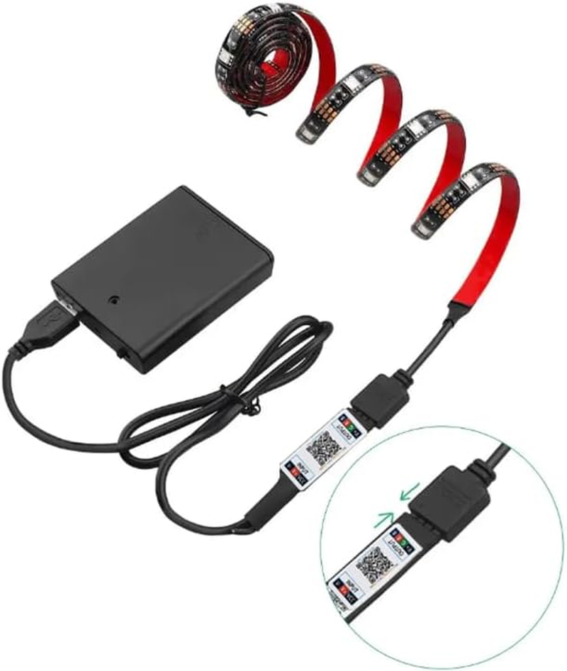 Battery-Operated LED Strip Lights, RGB TV Backlight, Bluetooth, Music Sync Timer Setting Dimmable Colour Changing, Waterproof for Bedroom at Home (200 Cm Kit) image number 1