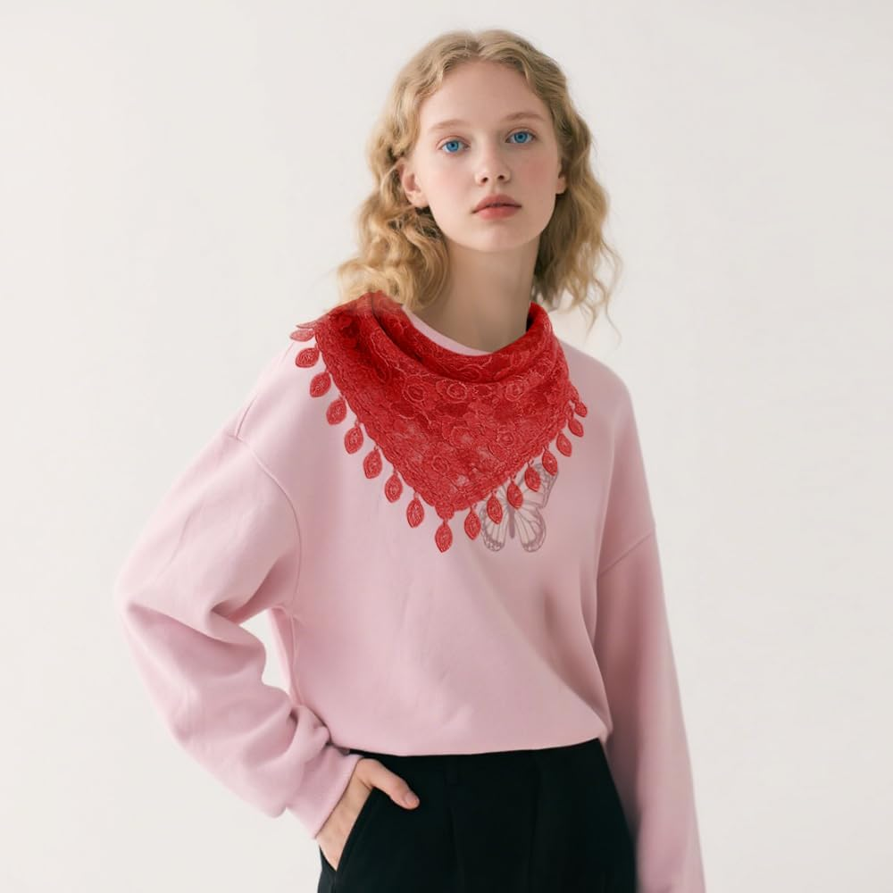 Mantilla Veil,Shawls and Wraps for Women,Triangle Scarf,Soft & Silky Lace Headscarf,Elegant Daily Accessory for Weddings,Parties & Travel,Lightweight Breathable Cover for Women & Brides image number 3