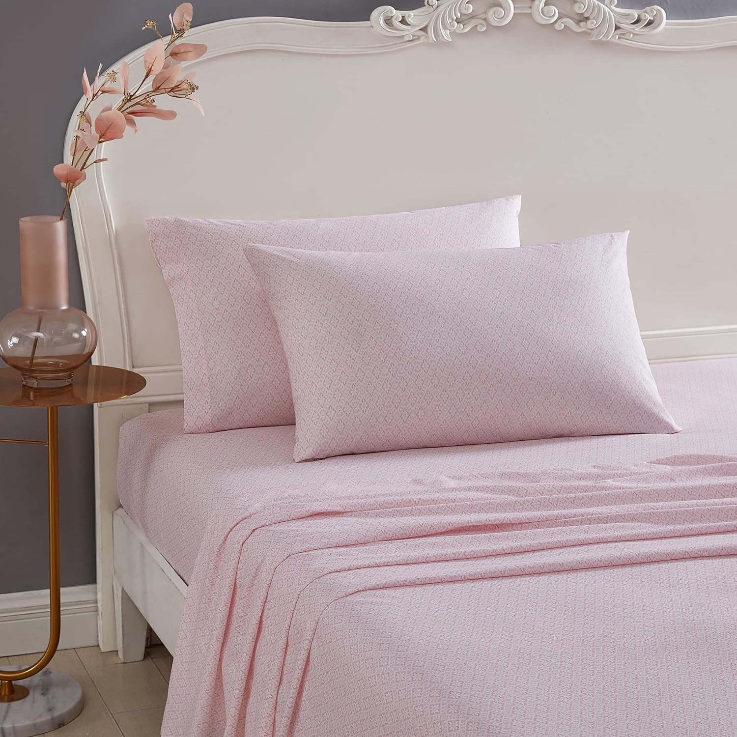 Betsey Johnson- Queen Sheet Set, Cotton Percale Bedding Set, Crisp & Cool, Lightweight & Breathable (Teeny Tiny Roses, Queen)