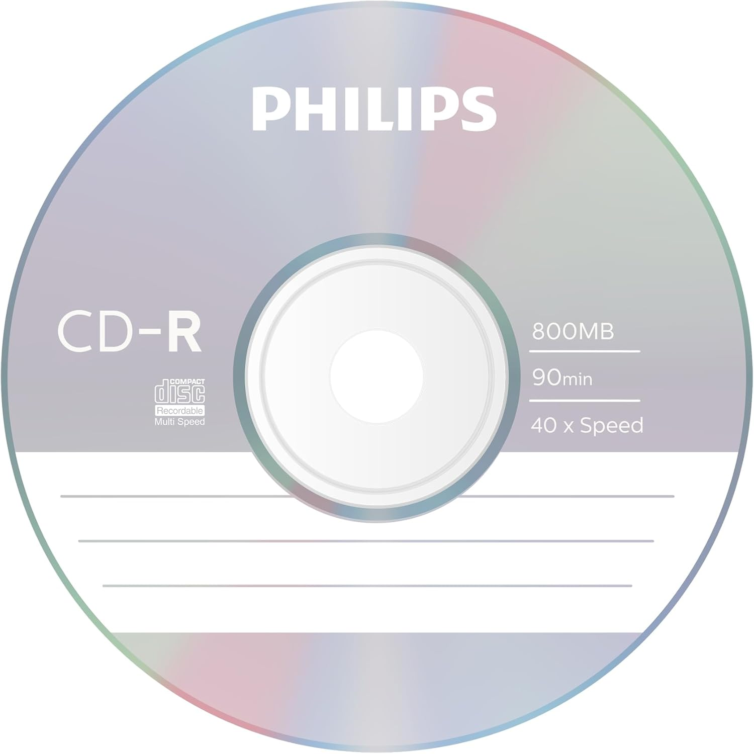 Philips CD-R 800 MB Data (Gbyte/90 Minuten, Multi Speed Recording 25Er (Packaging May Vary)