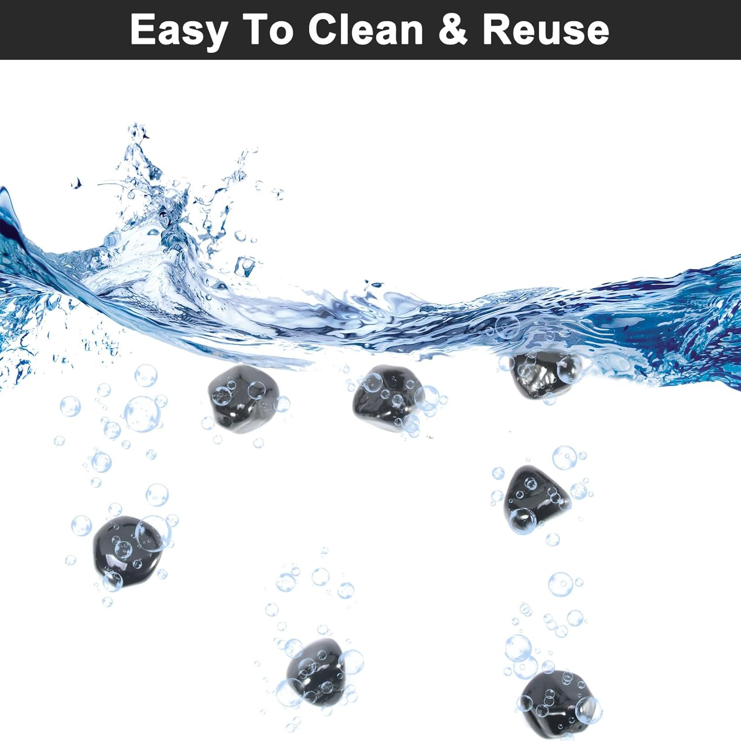 Gassaf Diamonds Fire Glass for Gas or Propane Fire Pit Fireplace & Landscaping 10-Pound 1 Inch (Onyx Black Luster)