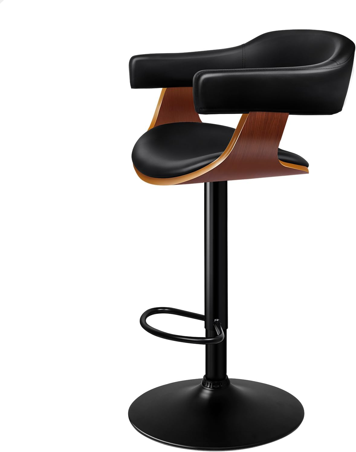 ALFORDSON 1X Bar Stool Adjustable Kitchen Stool Joan Swivel Counter Barstool Dining Chair Home Bar Furniture in 61-82Cm Seat Height with Floor Protector for Dining Room All Black