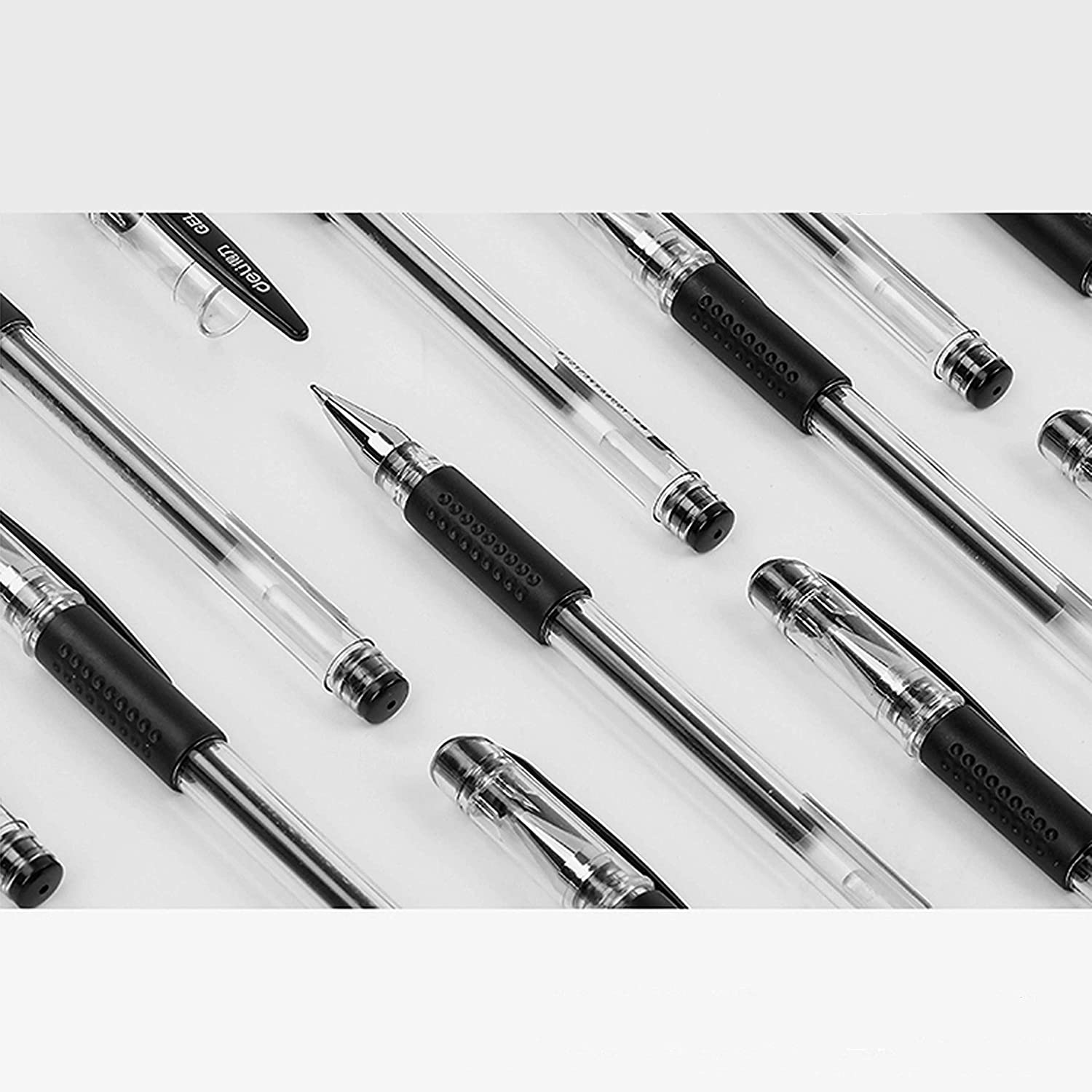 Deli Gel Pens, Liquid Gel Ink Pens, 0.5 Mm, Student Office Supplies, Black, Pack of 12 image number 6