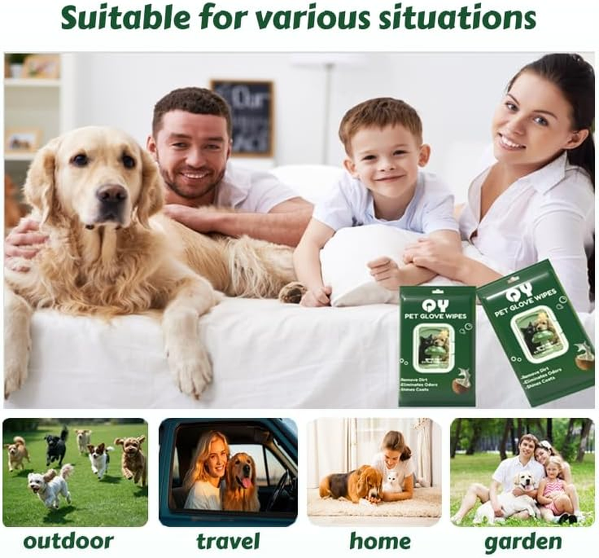 Pet Washing Glove Wipes with Lid | Extra Thick Grooming Gloves for Dog & Cat | Rinse-Free Bath Wipes with Coconut, Aloe, Corn & Jojoba | Fit for Daily Care and Travel | 10PCS image number 2
