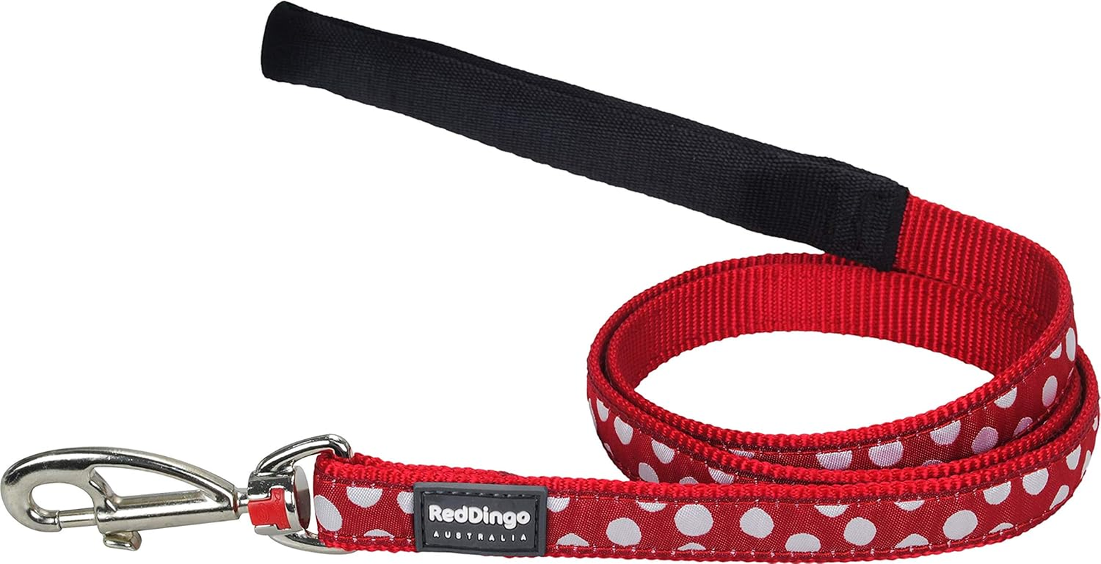 Red Dingo Dog Collar, Blue Spots on Brown, 20Mm MEDIUM