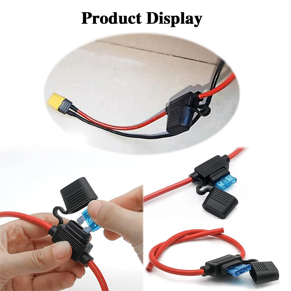 Upgraded 12 AWG Waterproof Fuse Holder with 55 Pcs Standard Car Auto Fuses, 6 Pack Inline Fuse Holder 32V Line Fuse Holders for Marine Auto (Medium) image number 1