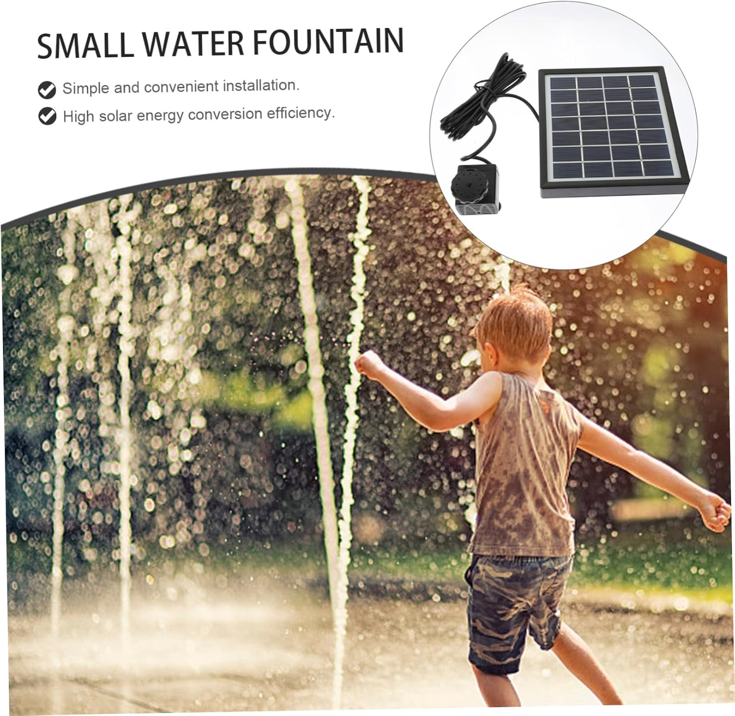 Household Solar Fountain Pump for Garden Ponds Solar Powered Water Pump with Plastic and Stainless Steel Small Floating Outdoor Landscape Fountain Kit Water Feature image number 1