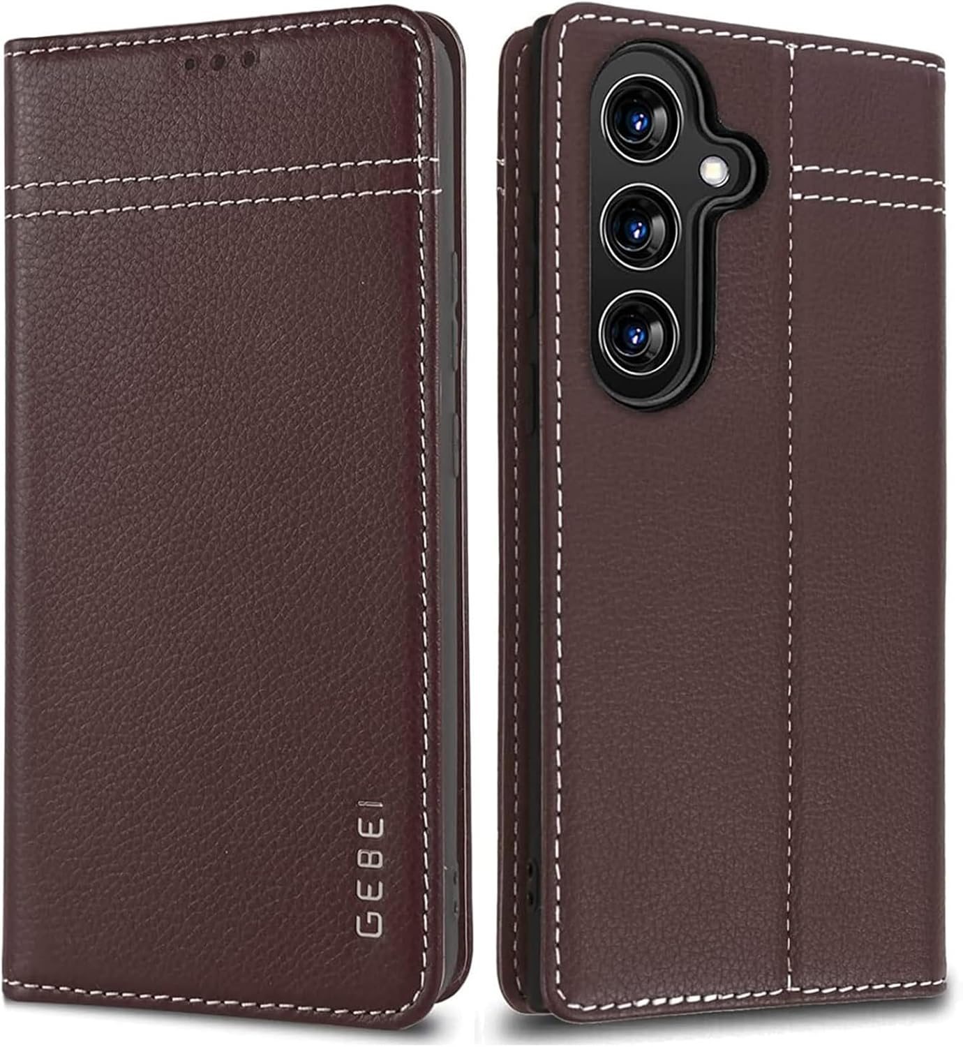 Genuine Leather Case for Samsung Galaxy S25 plus 5G - Premium Leather Case with Stand Function Card Slot Magnetic Closure Flip Case Leather Mobile Phone Case Protective Flip Case - Pink