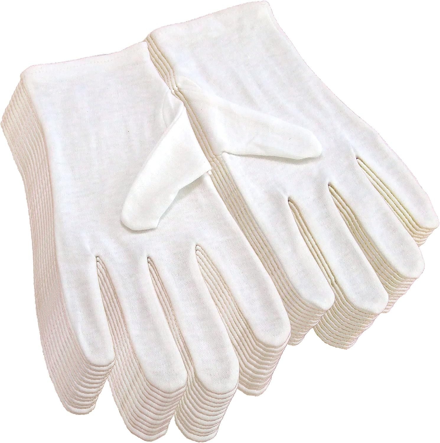 100% Pure Cotton Gloves 12 Pairs 24 Pairs White SS-S-M-L-LL Size (Kids, Women, Men) image number 3