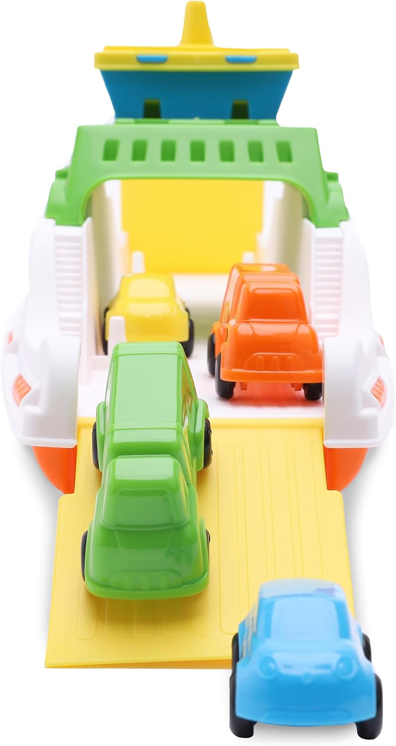 Toyland&reg; 39Cm (15") Colourful Ferry Boat with Moveable Ramps & 4 Mini Cars - Kids Floating Water Toy - Pool & Bathtime Toys - 3 Years + image number 6