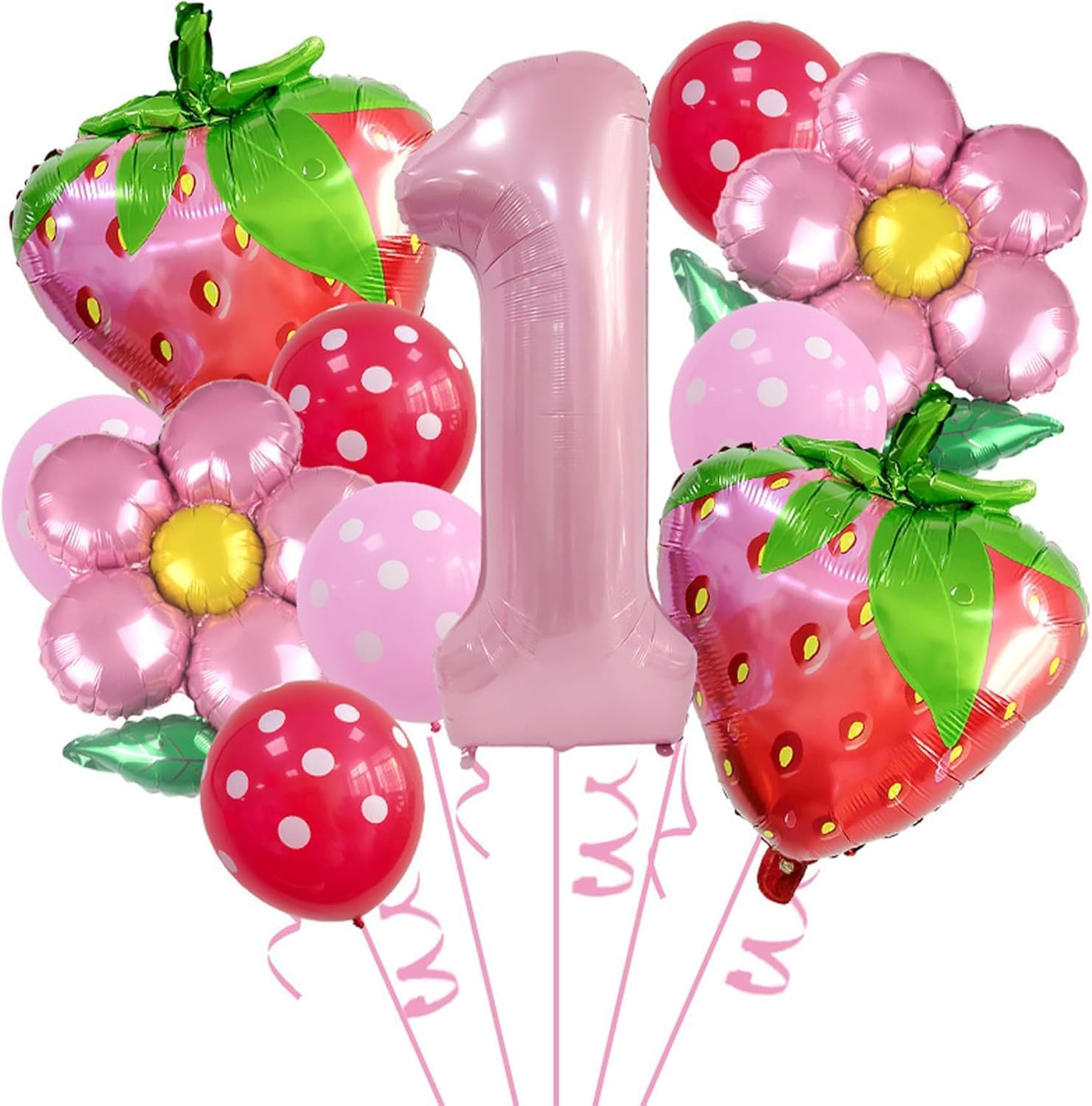 Berry Birthday Decorations - 8Pcs Strawberry Balloons, Daisy Balloons, Strawberry Birthday Decorations, Girls Birthday Balloons Birthday Backdrops for Girls (5)