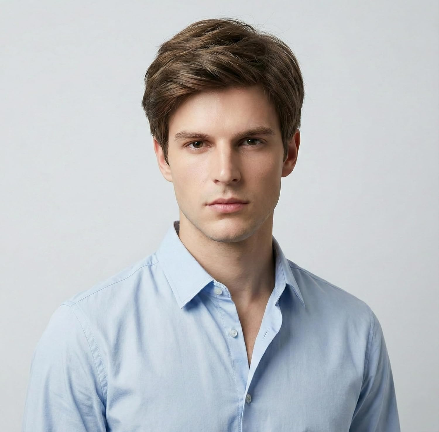 AUBWIG Men'S Wig Brown Short Wig Natural Fluffy Wig Long Men'S Day Costume Synthetic Full Wigs (Brown) image number 6