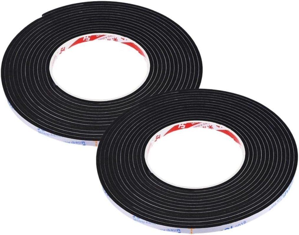 2 Pack Sealing Foam Tape, Single Sided Adhesive Door Window Seal Strip for Insulation,Draft Stopper, Soundproofing, Dust and Air Block (Black) &ndash; 42Cm X 10Mm X 1Mm