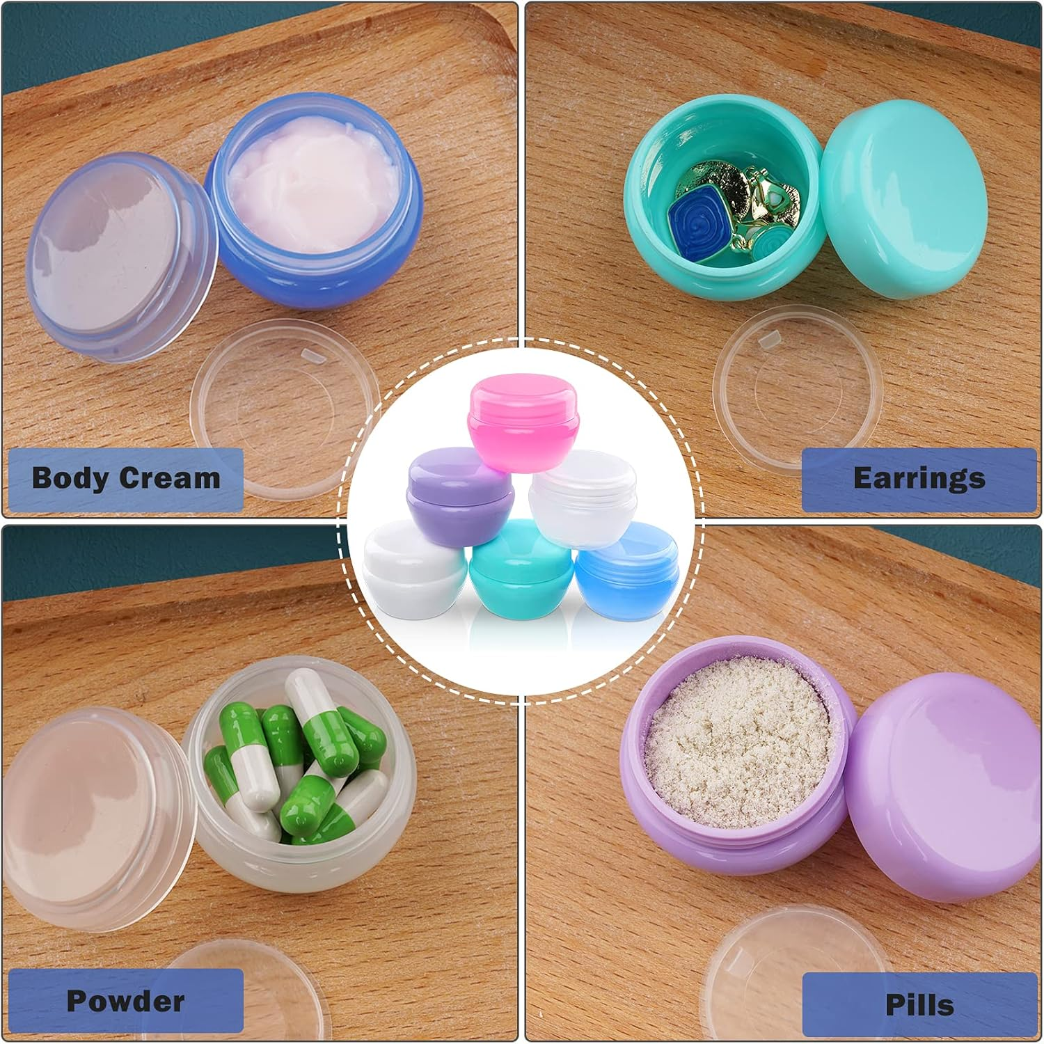 6Pcs Plastic Small Travel Containers for Toiletries, Leakproof Refillable Cosmetics Makeup Jars with Lids for Cream Gel Paste image number 5