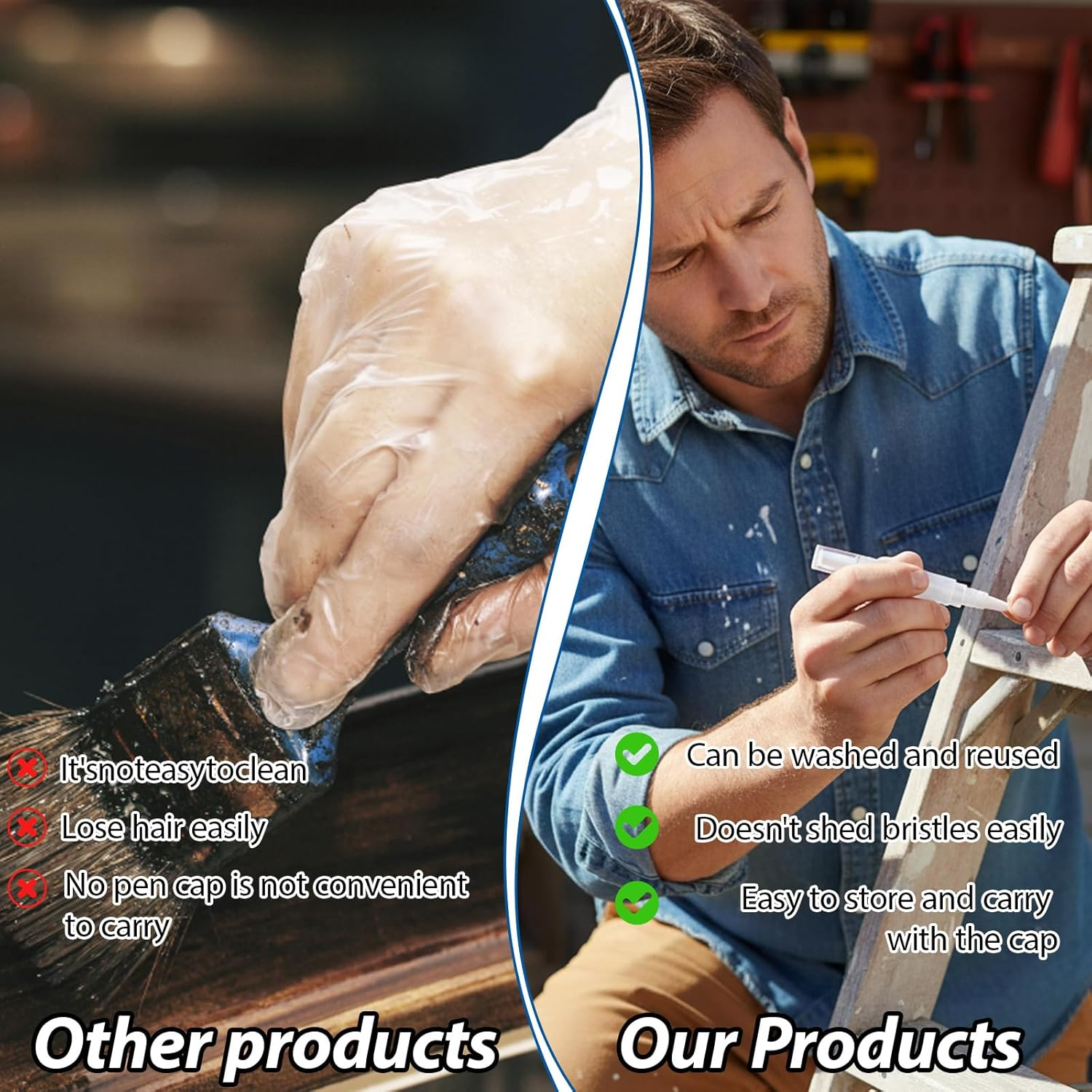 Touch up Paint Pen, 4 Pcs Paint Pens with Brush Tips and 4 Syringe Dispensers, Precision Paint Applicator for Walls, Furniture, Cabinets, Wood Floors, Window Frames image number 4