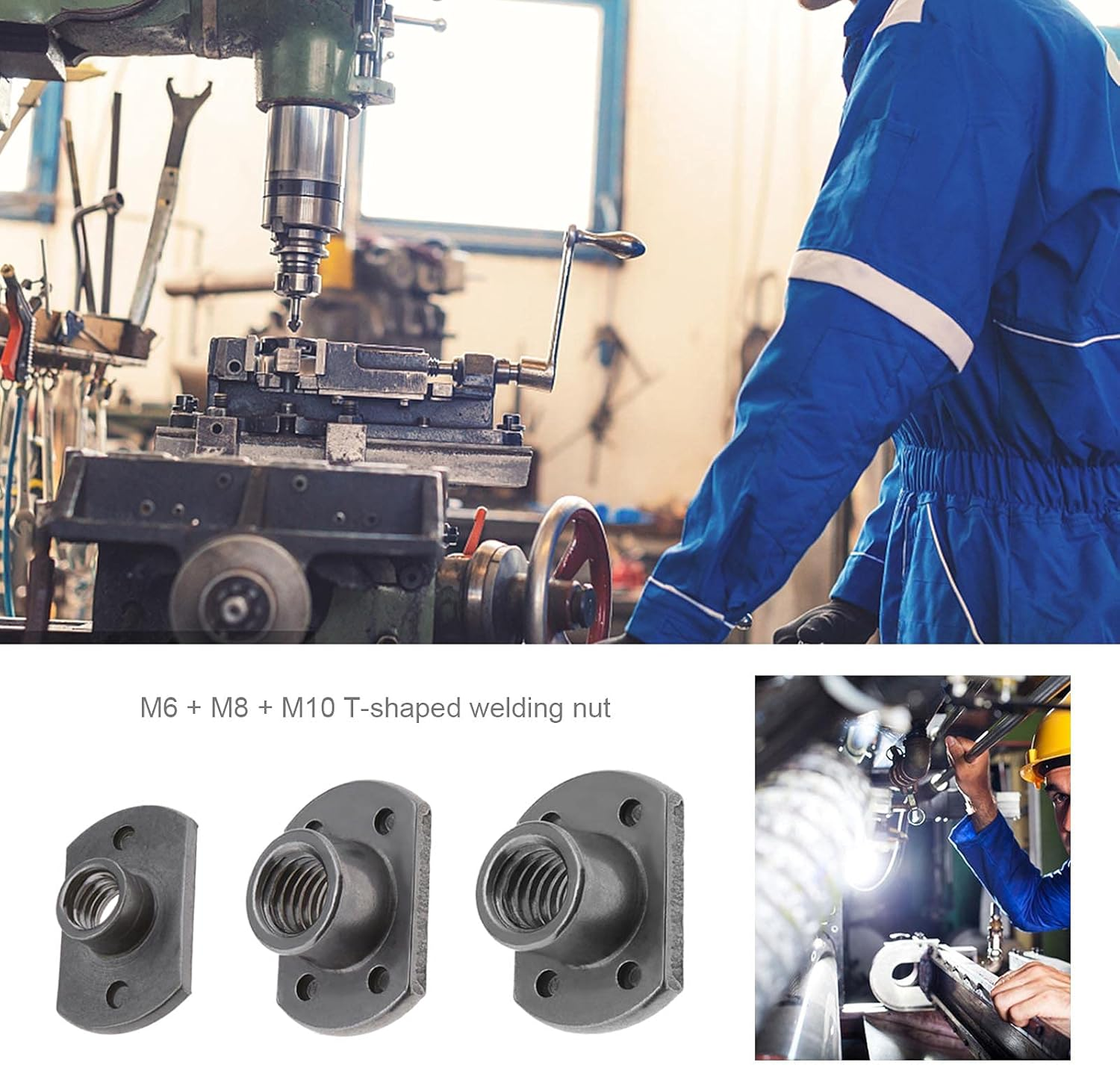 Emsea 15Pcs Weld Nuts M6/M8/M10 Tab Base UNC Carbon Steel Machine Screw 2/4 Projection image number 5