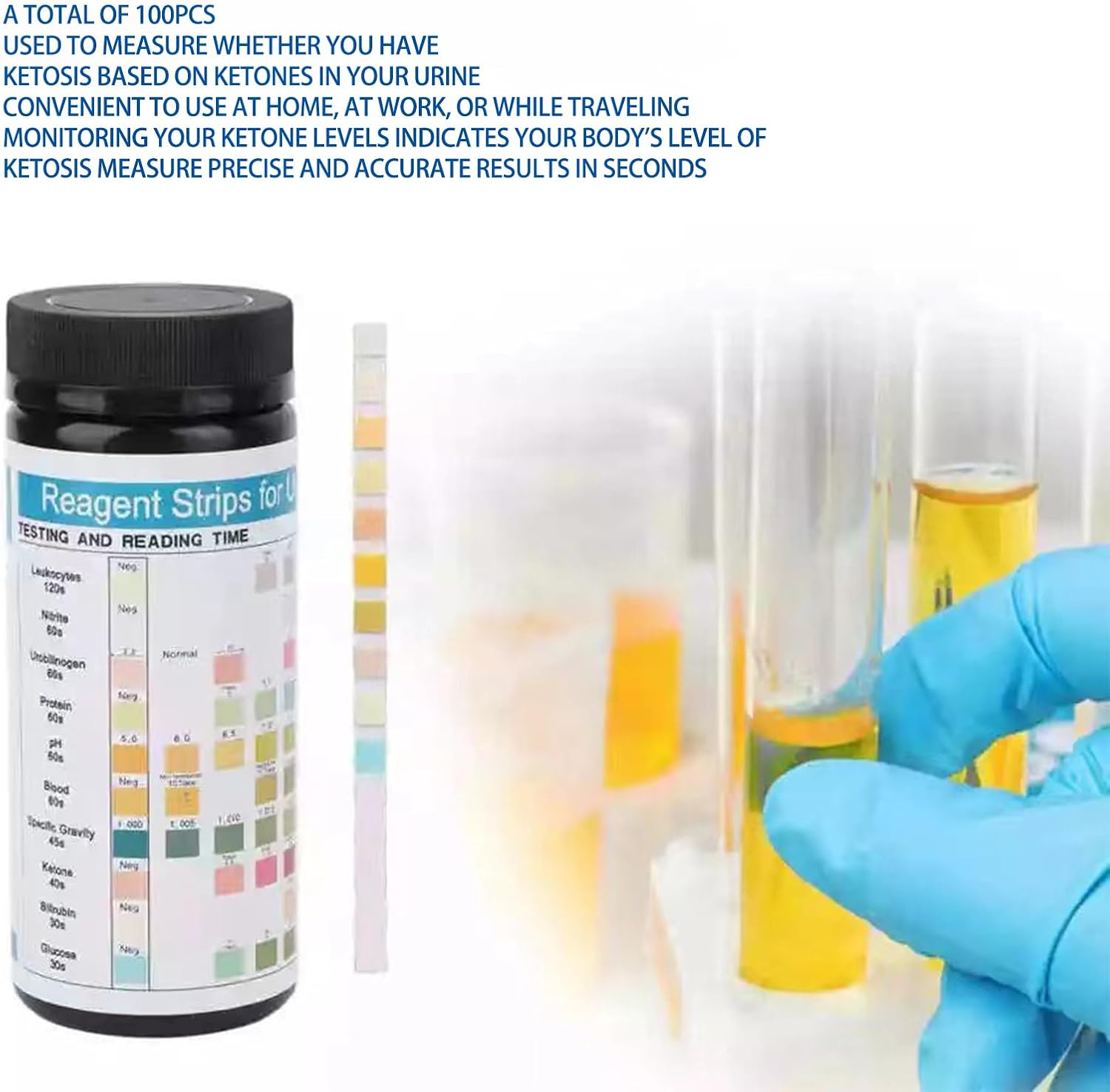Urinalysis Test Strips 10 Parameter Urine Dipstick Tests Accurate Results Home Health Monitoring Kit - 100 Strips image number 1
