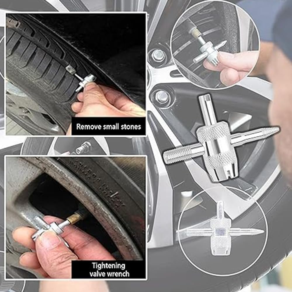 (2Pcs) 4-In-1 Tyre Valve Removal Tool Tire Valve Stem Tool,4-Way Valve Core Tool Tire Valve Tools,Valve Stem Puller Valve Stem Removal Tool for Bicycle Bike Automobile Car,Valve Core Removal Tool image number 4