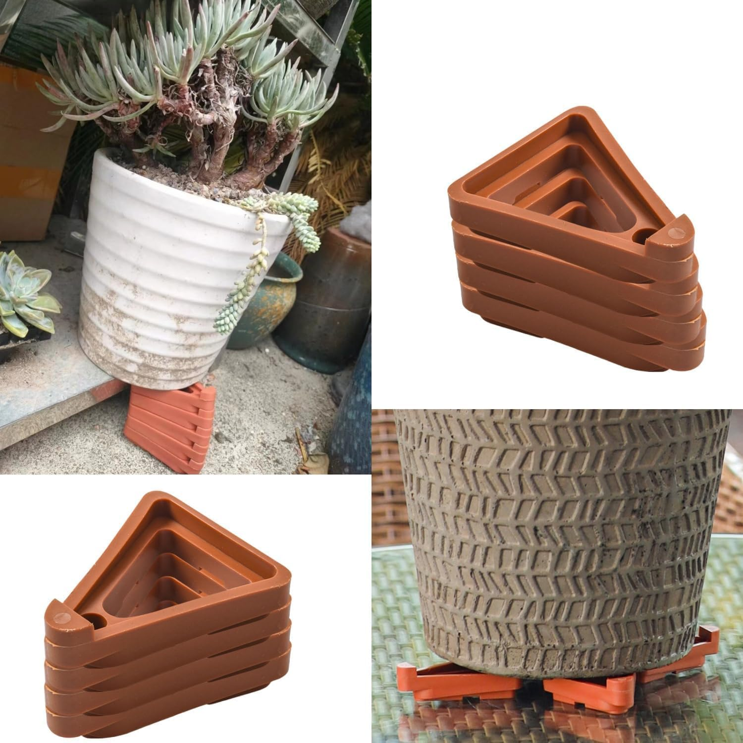 Triangle Plant Pot Feet, 24Pcs Flower Feet Pots Planters Risers Pot Triangle Toes,Triangle Flower Pot Feet Holders,Plastic Potted Plant Stand Triangle Flower Pot Rack Holder Invisible Pot Lifters