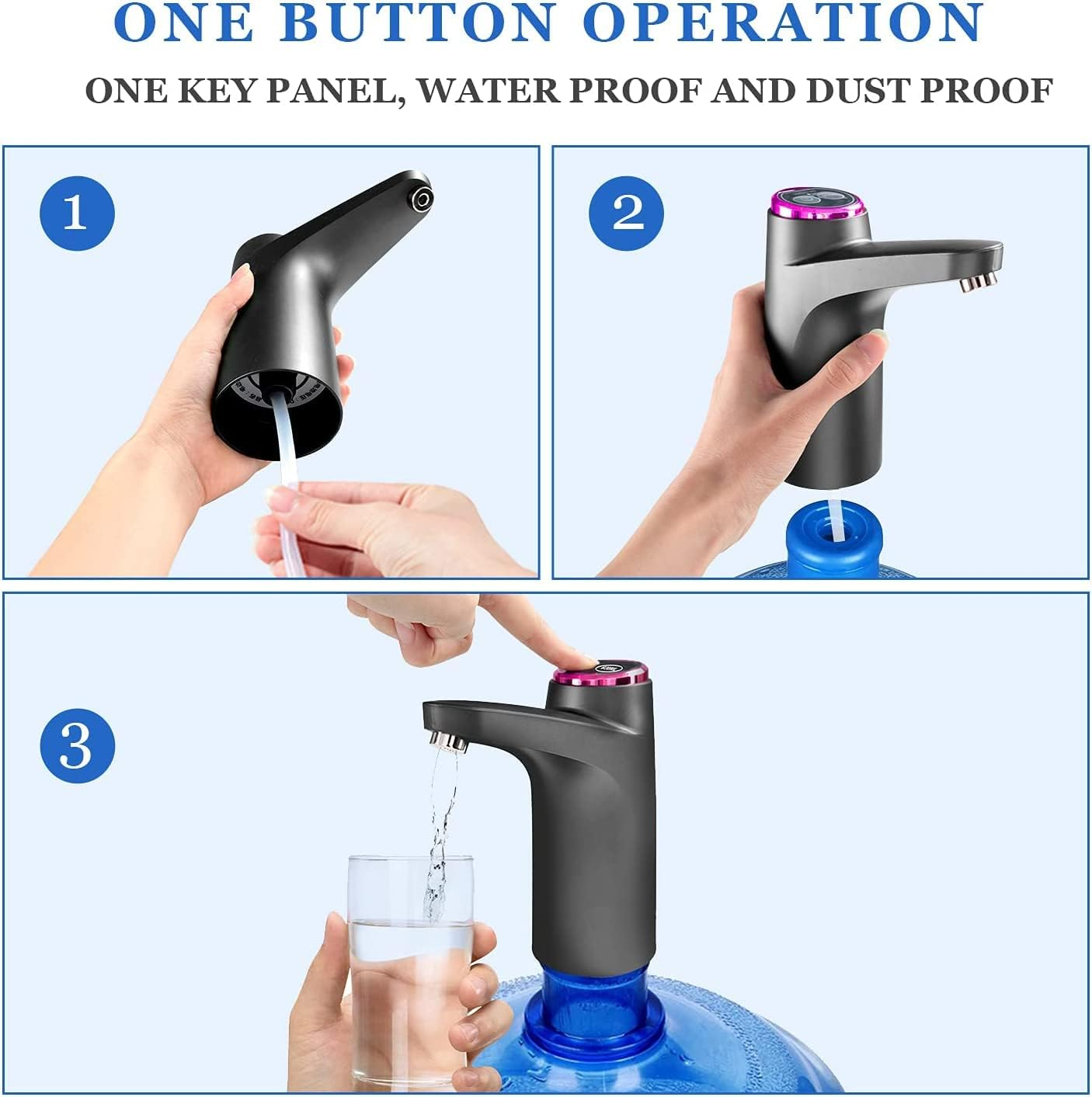 Electric Water Dispenser Electric Water Bottle Pump Smart Water Dispenser 5 Gallon Bottle Build-In TDS Water Quality Tester Wireless for Home Kitchen Office Use Electric Drinking Water Pump image number 5