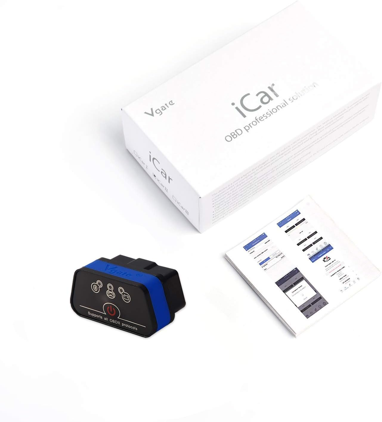 Vgate Icar2 Wi-Fi Adapter OBD2 Scanner Scan Tools Check MIL Light Car Diagnostic Tool for Ios & Android, Auto Sleep (Blue) - Wi-Fi Black1 image number 7