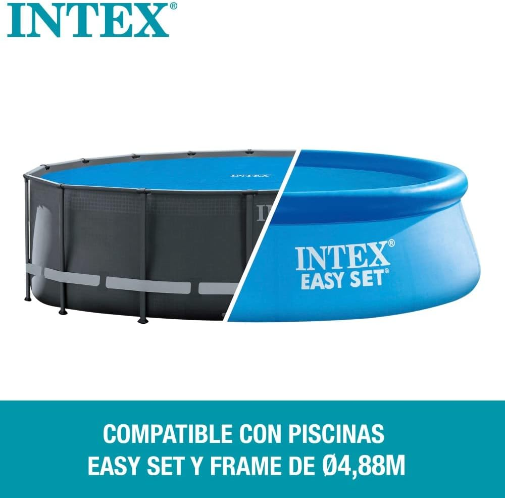 Intex 28014E Solar Pool Cover: for 16Ft round Easy Set and Metal Frame Pools &ndash; Insulates Pool Water &ndash; Reduces Water Evaporation &ndash; Keeps Debris Out &ndash; Reduces Chemical Consumption
