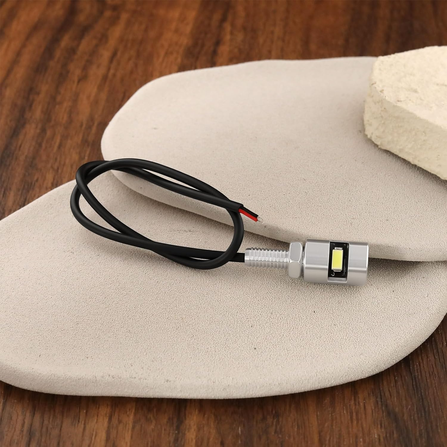 2Pcs 12V M6 round Metal Motorcycle LED License Plate Lights for Most Motorcycles Scooters Cars Trailers image number 2