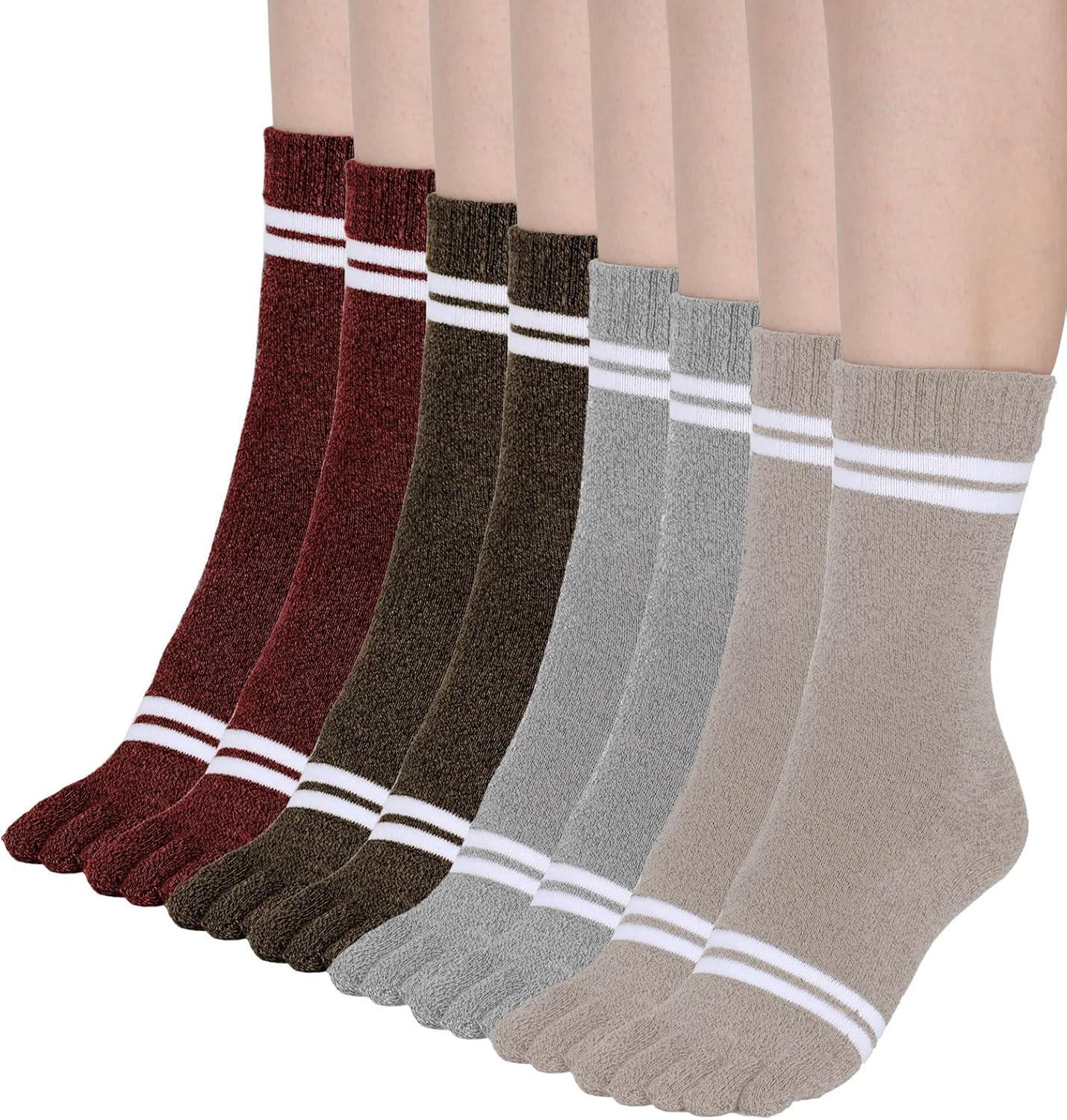 4 Pair Women Five Toe Socks Cotton Toe Socks Athletic Running Long Split Toe Women'S Cotton Socks