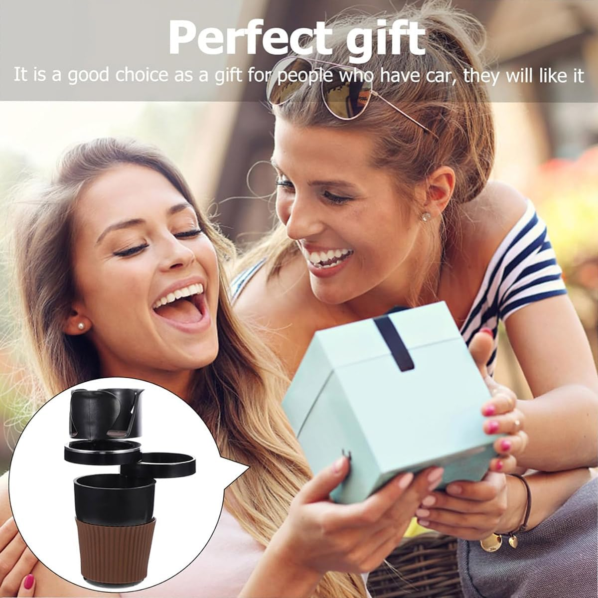 AIMALL Multifunctional Car Cup Holder Storage Box, 360&deg; Rotating Phone, Sunglasses, Drink & Key Holder, Space-Saving Organizer for Car Interior, 7.4 X 3.1In image number 2