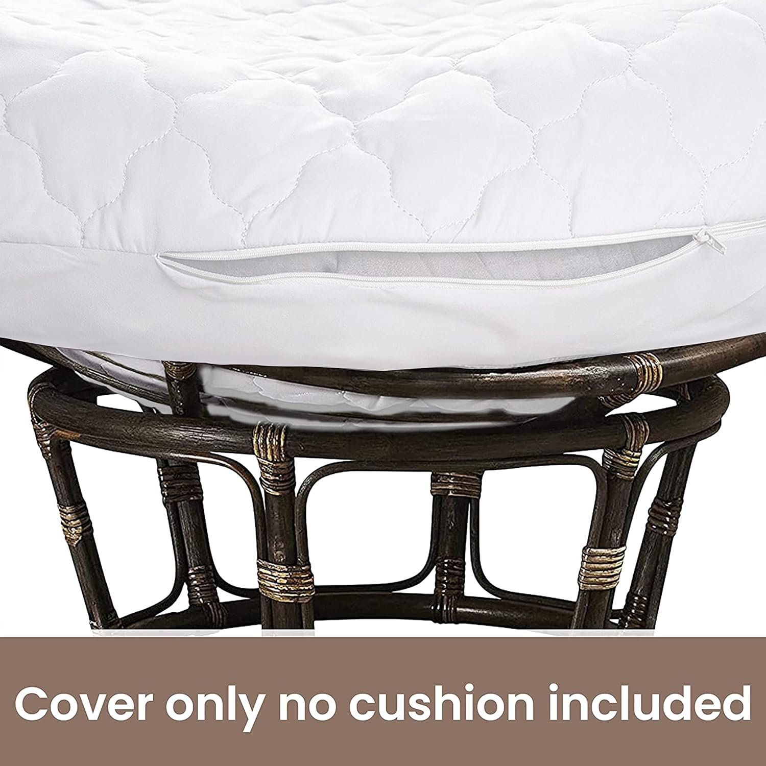 Hudson Comfort Papasan Cushion Cover - Quilted Shape, Soft Microfiber Fabric, Zippered Papasan Cushion Cover Only - 50 Inches (Fits a 42-47 Inch Papasan Cushion) White image number 1