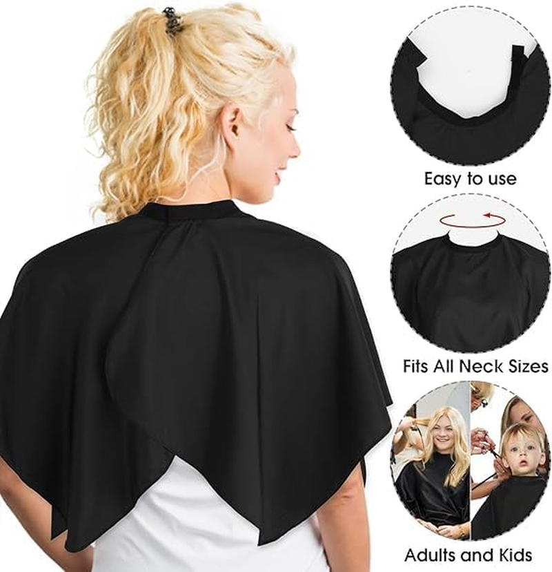 ​Black Makeup Cape Short Barber Cape, Waterproof Nylon Salon Hair Cutting Cape, Makeup Artist Cape for Hair Dye image number 3