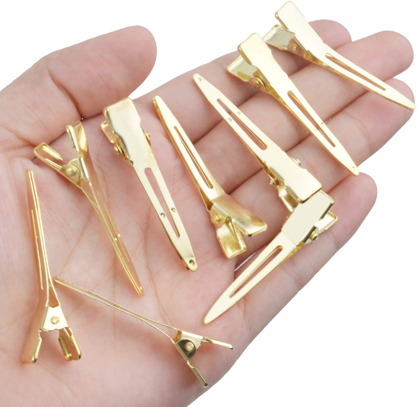 Bronagrand Hair Clips, 100Pcs 4.5Cm Single Prong Clips Gold Curl Pins Duckbill Section Clips for Hair Extensions Styling Crafting image number 3