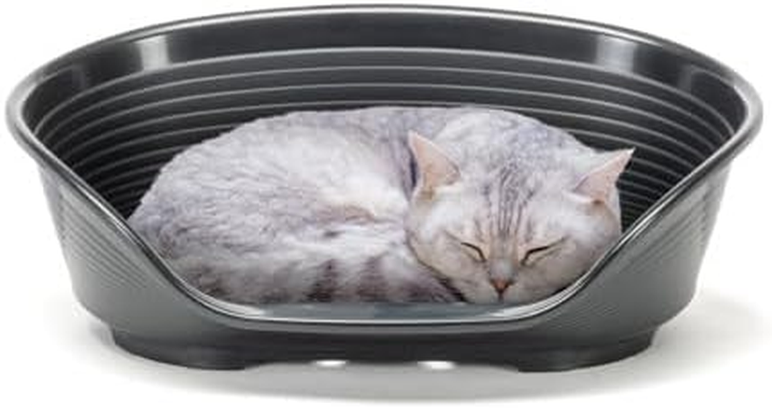 Ferplast Plastic Kennel for Dogs and Cats Siesta Deluxe 2, Animal Basket, Perforated Bottom, Anti-Slip, Comfortable Chin-Rest, White, 49 X 36 X 17.5 Cm