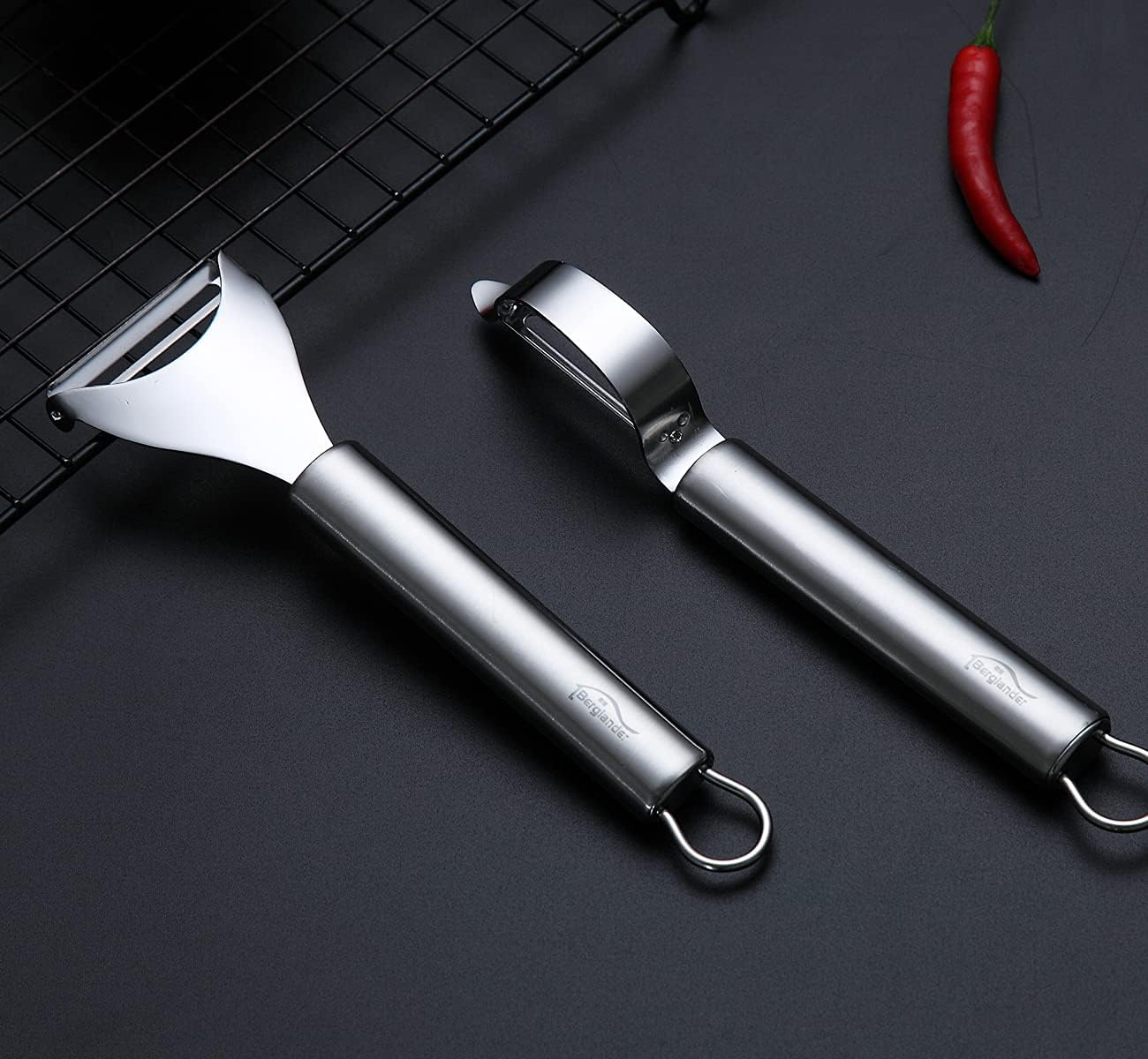 Berglander Peeler Vegetable Peelers Potato Peeler Stainless Steel Kitchen Peeler Durable and Robust Sharp Peeler, Apple Cutter Pack of 2 image number 2