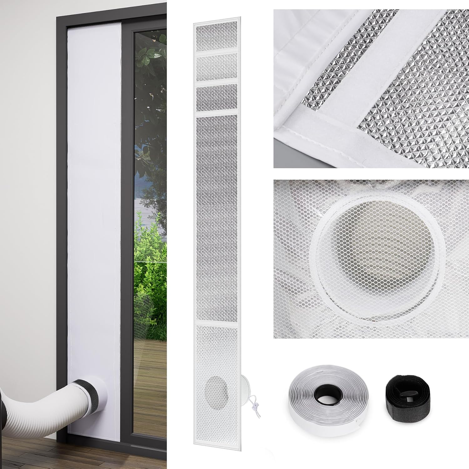 LBG Products Portable AC Sliding Door Seal Kit,Double Layer Seal Kit with Mesh Screen,10 X 76~92 Inches Heat Insulation Sliding Door Seal for Portable AC, Fit for 5" and 5.9" Exhaust Hose image number 2