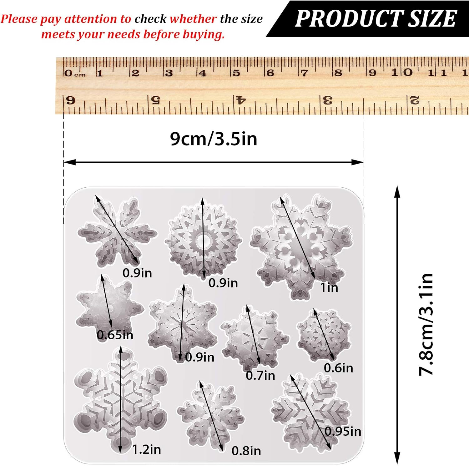 Boao 2 Pieces 3D Snowflake Silicone Mold Winter Snowflake Fondant Silicone Mold for Cake Cupcake Decoration Polymer Clay Crafting Projects(Gray) image number 2