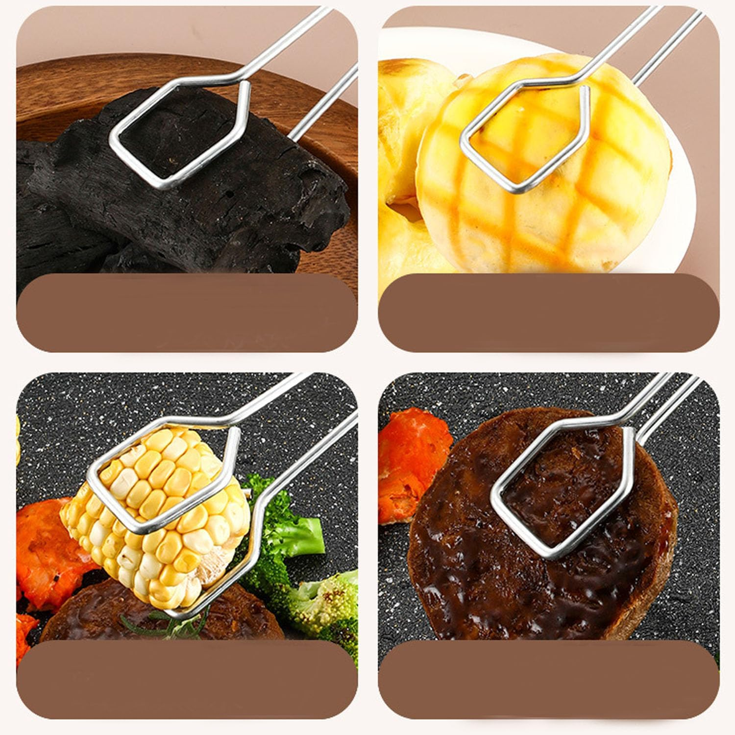 Scissor Cooking Tongs 2 PCS, Stainless Steel Kitchen Food Tongs for Cooking, Metal Barbecue Bread Buffet Pliers, Heat Resistant for BBQ and Cooking image number 2