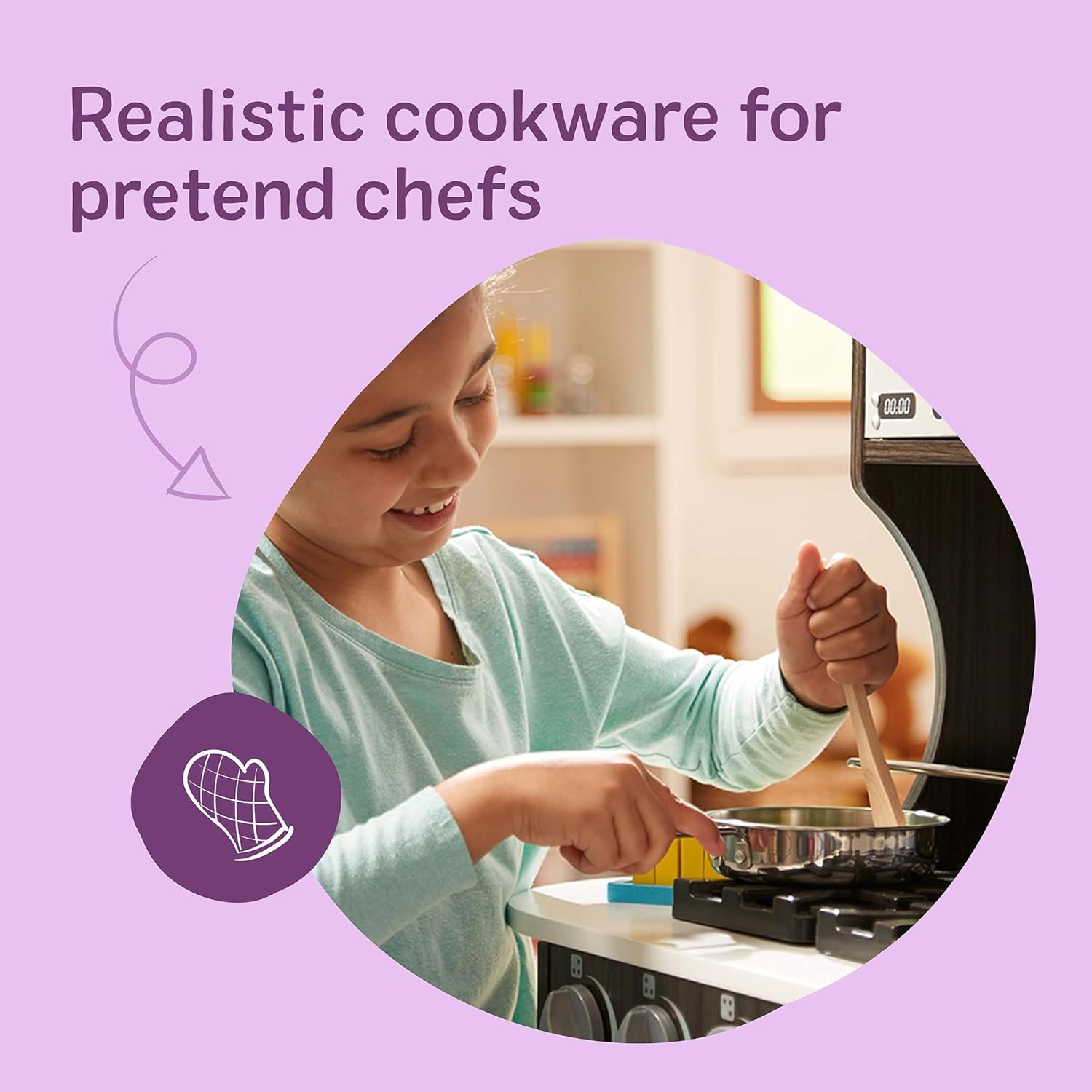 Melissa & Doug Stainless Steel Pots & Pans Pretend Play Kitchen Set &ndash; 8-Piece Cookware & Rack &ndash; Ages 3+ image number 2