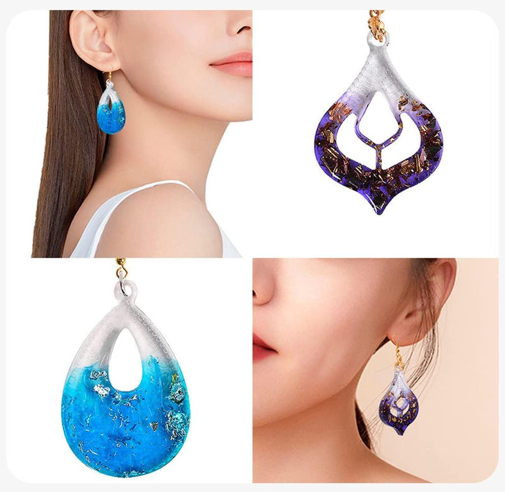 Jewellery Epoxy Resin Moulds Pendant Necklace Earrings Silicone Moulds Teardrop Flower Fan Leaf Jewellery Casting Resin Moulds Casting Mould Crystal Casting Mould for DIY Crafts image number 2